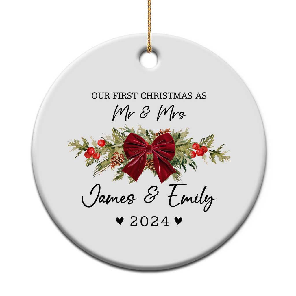 Personalised First Xmas as Mr & Mrs Christmas Ornament Custom Name Keepsake Wedding Gifts for Newlywed Couple - Wonder Print Shop