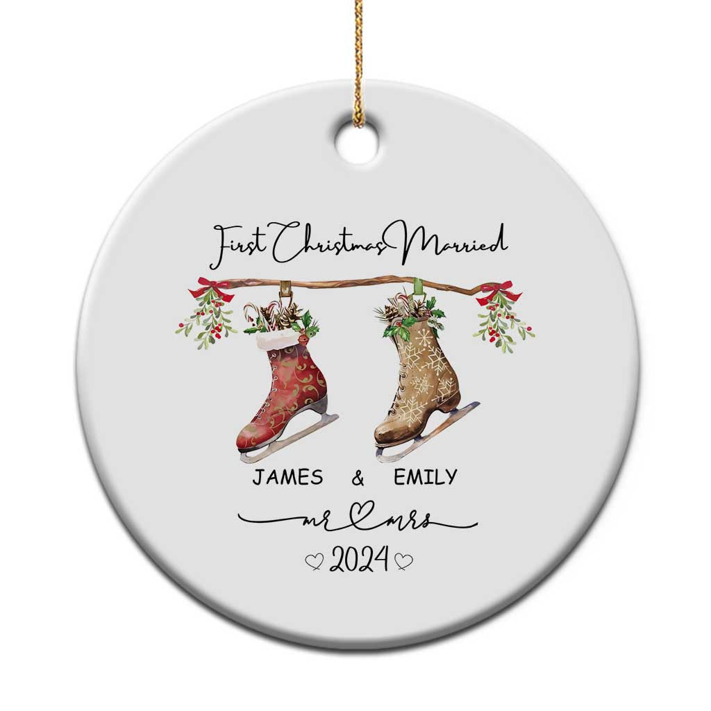 Personalised First Xmas Married Christmas Ornament Custom Name Mr & Mrs Wedding Gifts for Newlywed Couple - Wonder Print Shop