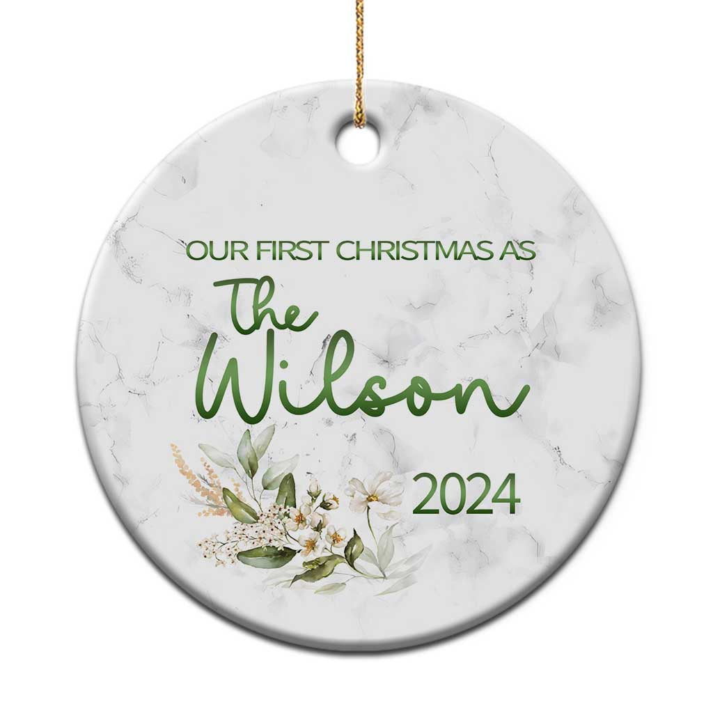 Personalised First Xmas Married Christmas Ornament Custom Name 2024 Keepsake Wedding Gifts for Newlywed Couple - Wonder Print Shop