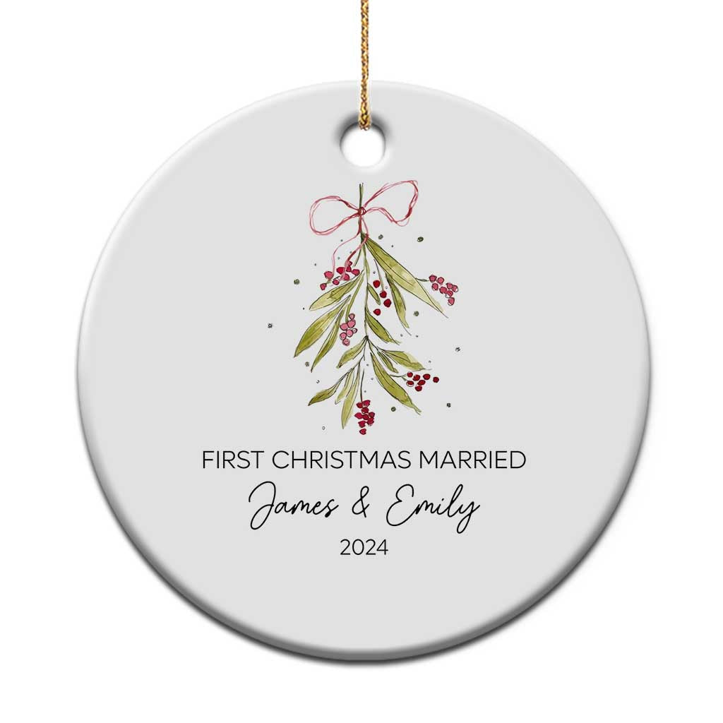 Personalised First Xmas Married Christmas Ornament Custom Name 2024 Keepsake Wedding Gifts for Couple - Wonder Print Shop