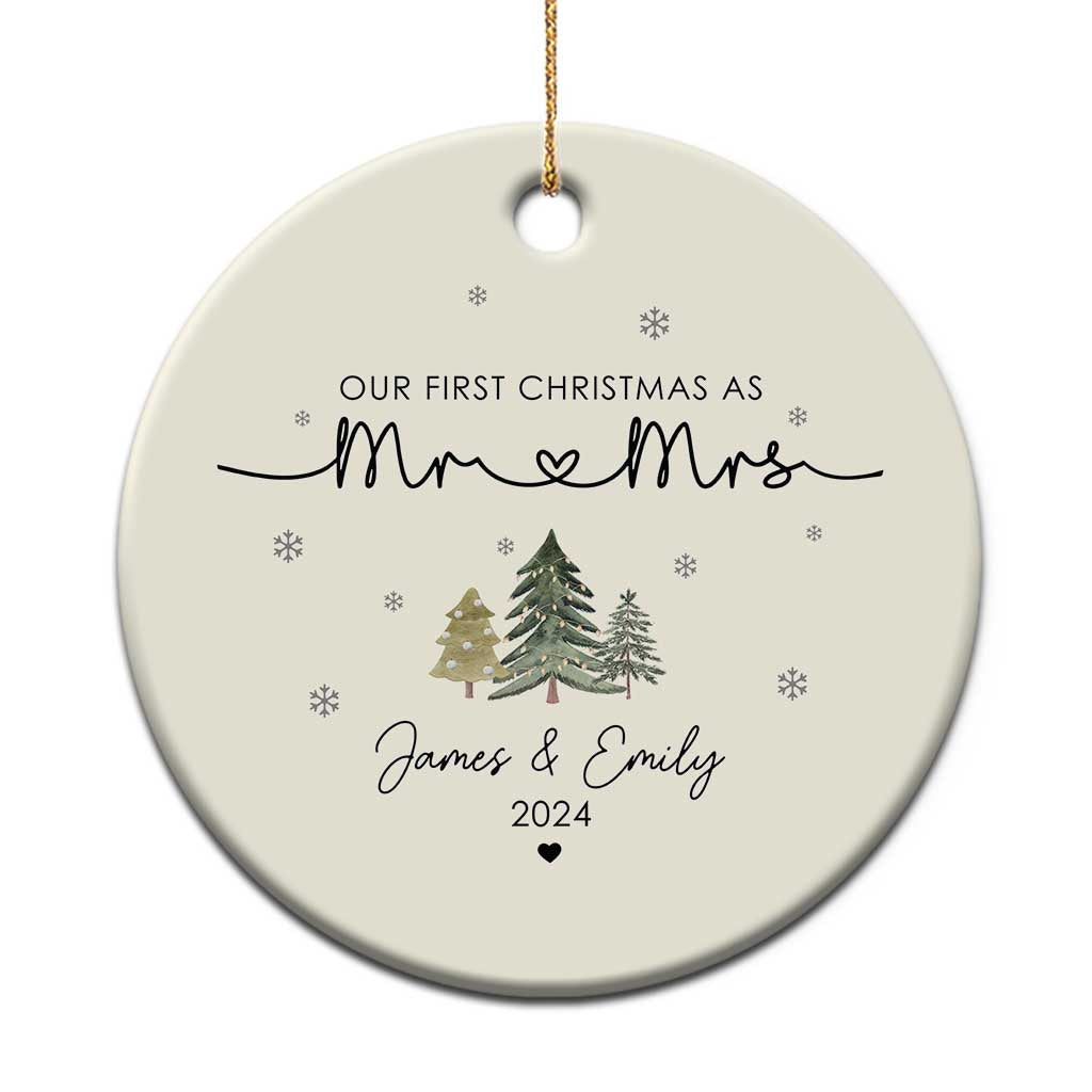 Personalised First Xmas as Mr & Mrs Christmas Ornament Custom Name 2024 Keepsake Wedding Gifts for Couple - Wonder Print Shop