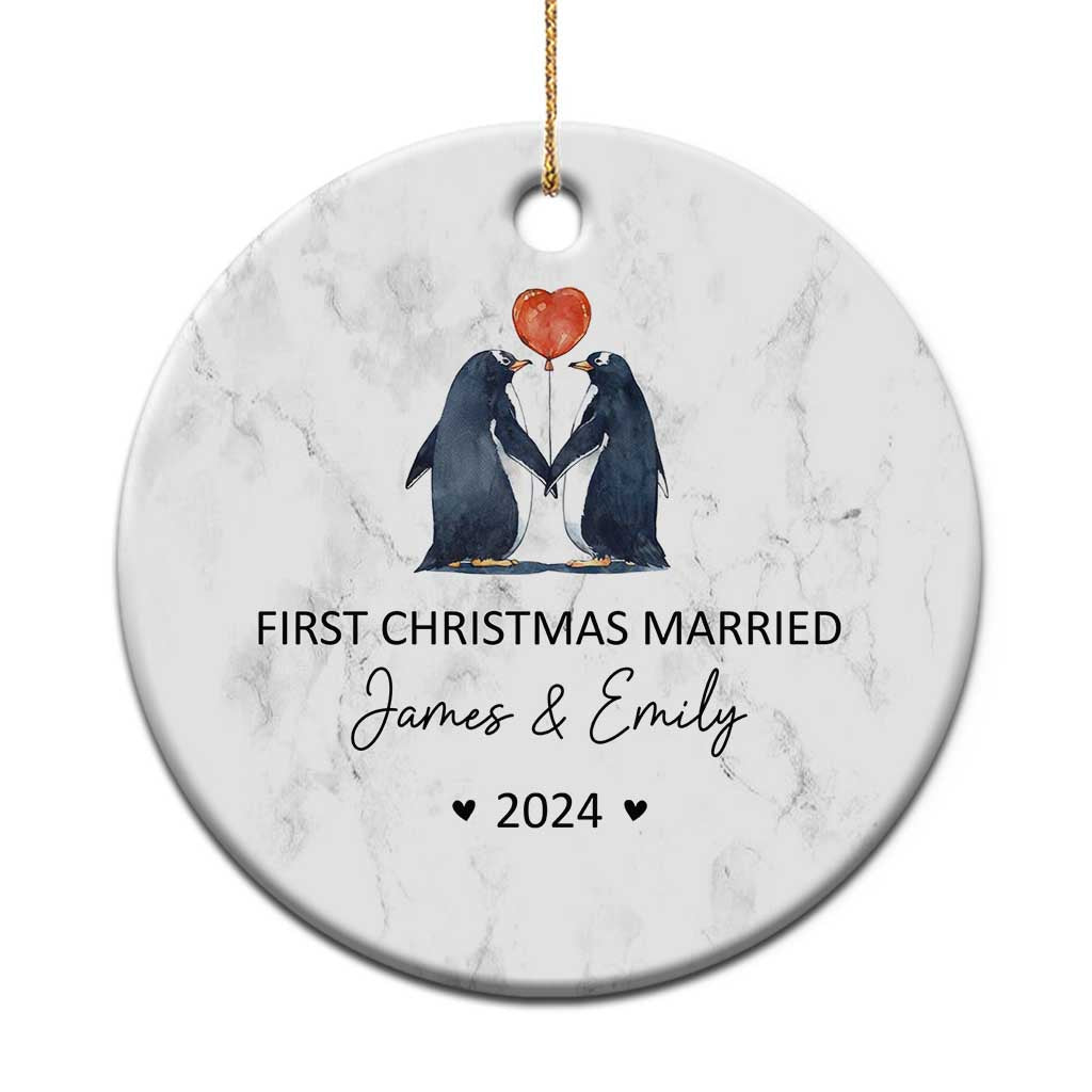 Personalised First Xmas Married Christmas Ornament Custom Name 2024 Wedding Gifts for Couple Her or Him - Wonder Print Shop