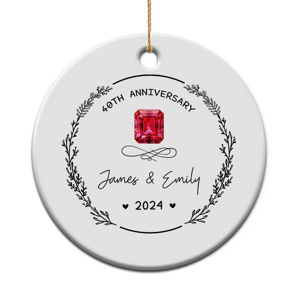 Personalised 40th Wedding Anniversary Christmas Ornament Custom Name Ruby 40 Years of Marriage - Wonder Print Shop