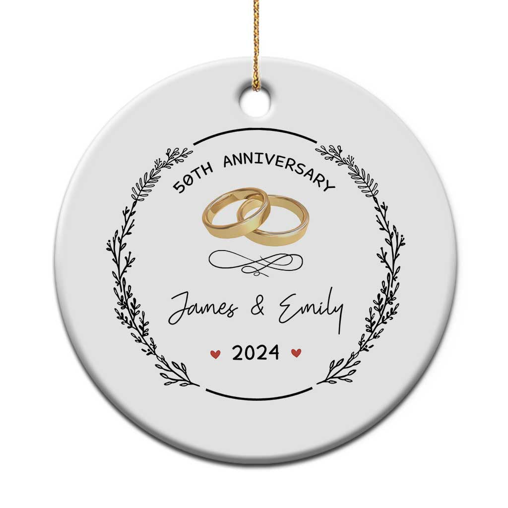 Personalised 50th Wedding Anniversary Christmas Ornament Custom Name Gold 50 Years of Marriage - Wonder Print Shop