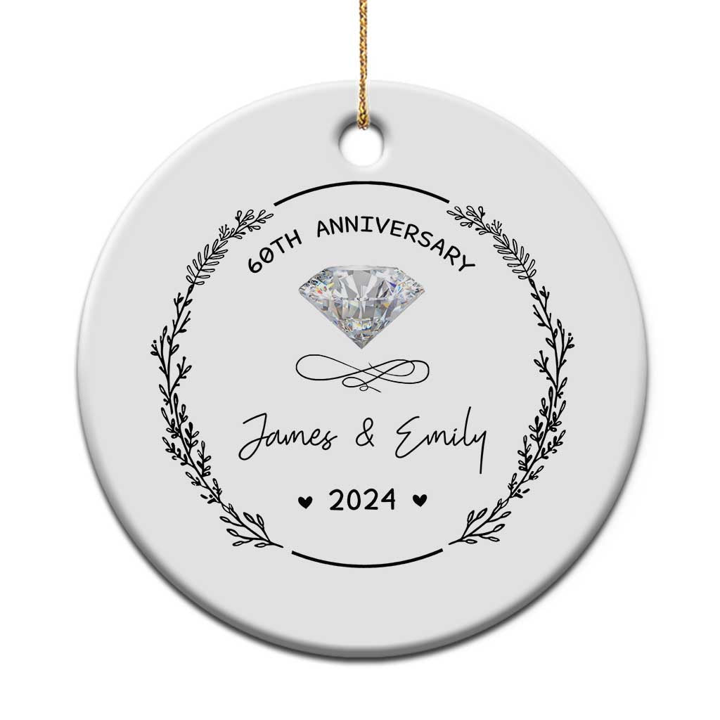 Personalised 60th Wedding Anniversary Christmas Ornament Custom Name Diamond 60 Years of Marriage - Wonder Print Shop