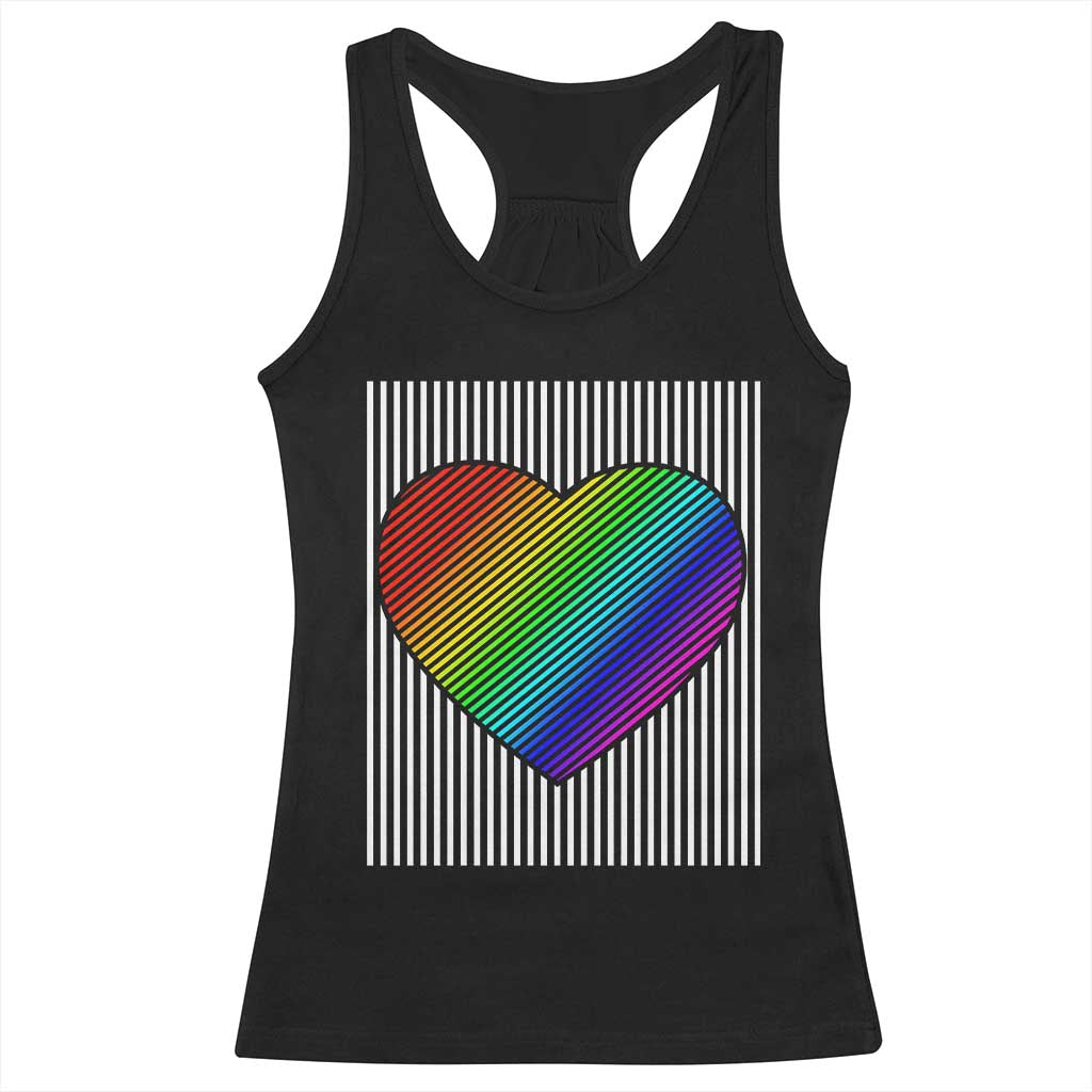 LGBT Pride Racerback Tank Top LGBTQ Support Retro Valentines Rainbow Heart