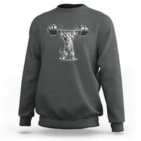 Funny Cat Gym Sweatshirt Weightlifting Workout