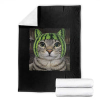 Watermelon Cat Silly Cat Meme Throw Blanket