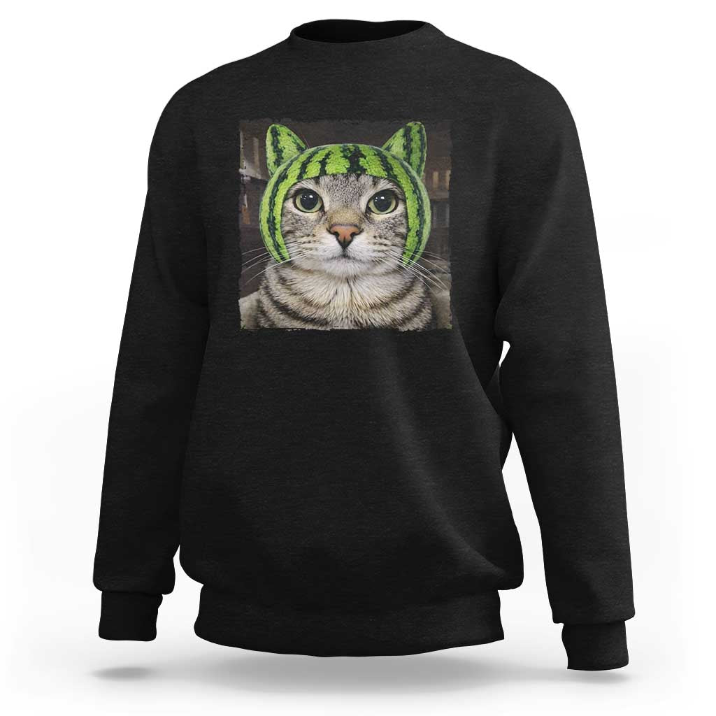Watermelon Cat Silly Cat Meme Sweatshirt