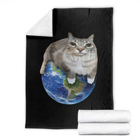 Earth Cat Silly Cat Meme Throw Blanket