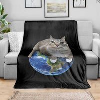 Earth Cat Silly Cat Meme Throw Blanket