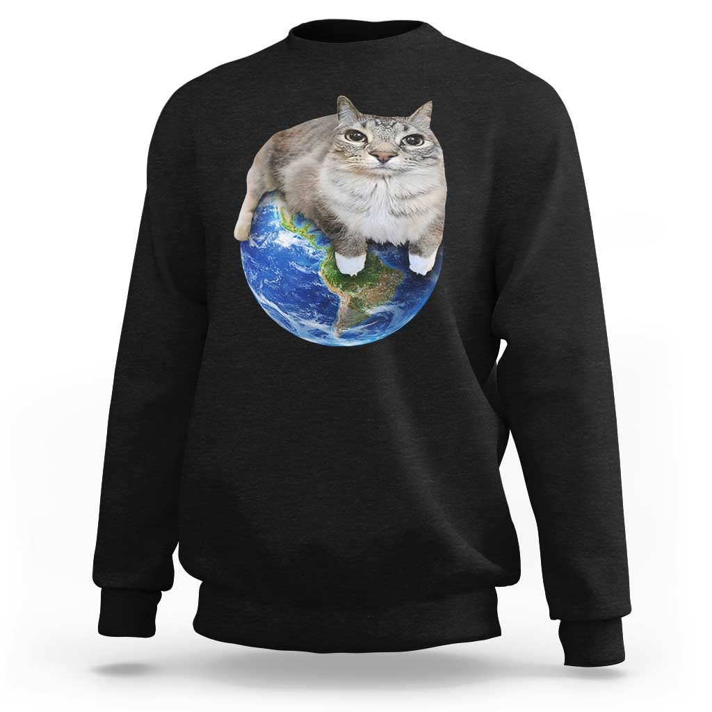 Earth Cat Silly Cat Meme Sweatshirt