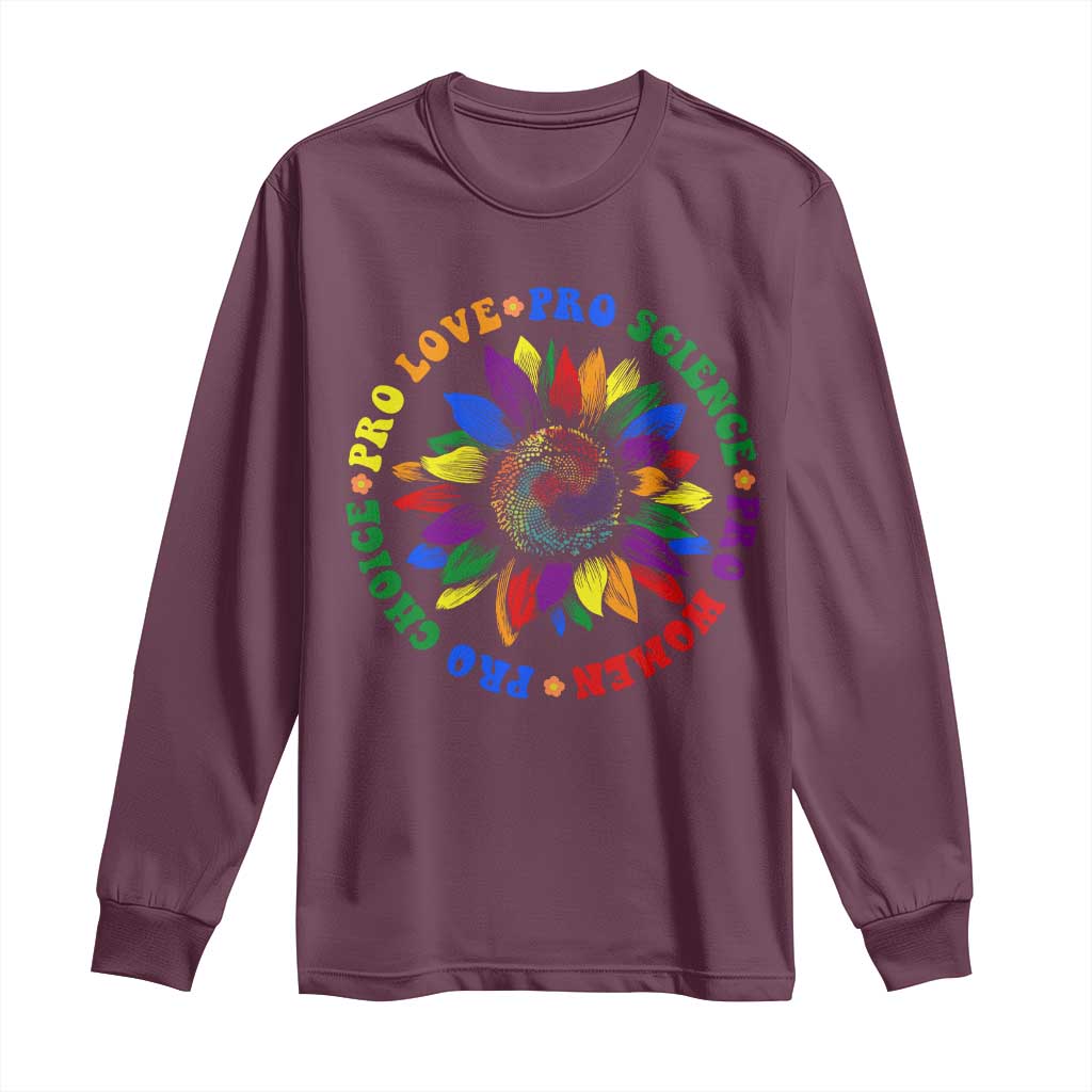 Pro Choice Women Rights Long Sleeve Shirt Equal Rights Multicolored Flowers - Wonder Print Shop