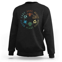 Earth Day Environment Sweatshirt Save Bees Rescue Animals Recycle Plastic