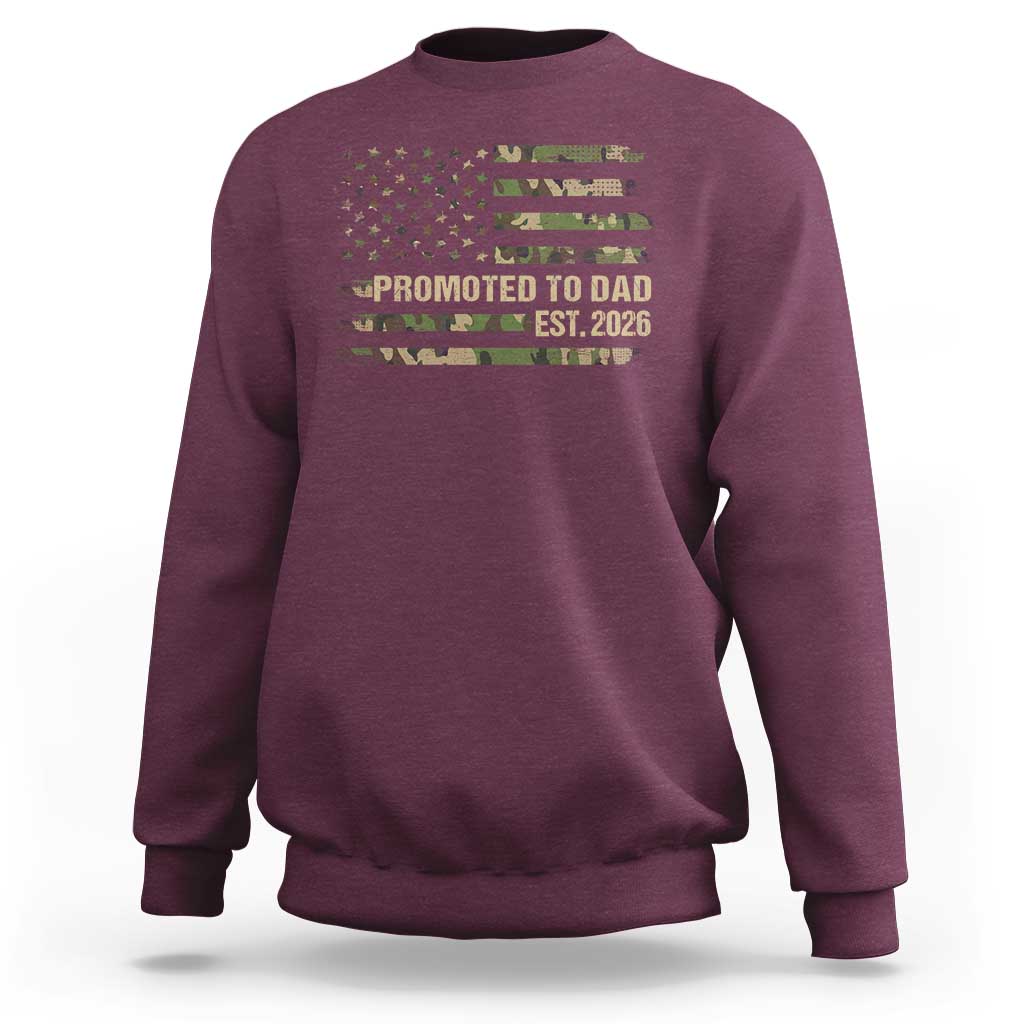 Promoted To Dad Est 2026 Sweatshirt Retro Camo American Flag