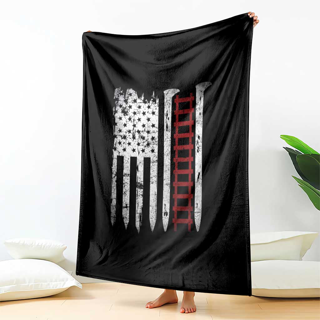 American Flag Railroad Throw Blanket Railway Workers Track Spike Graphic