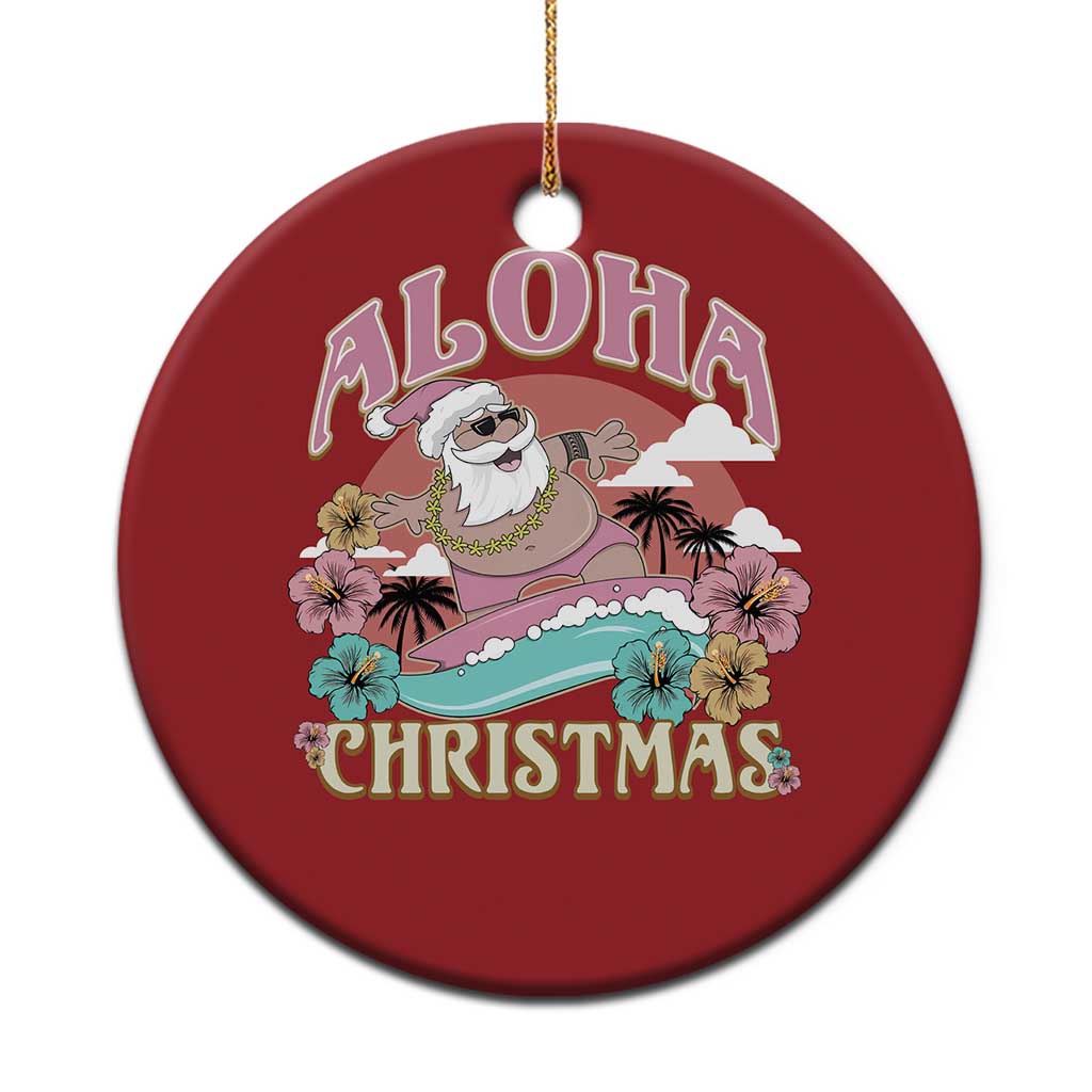 Hawaii Christmas Ornament Surfing Santa With Tattoos Aloha Christmas - Wonder Print Shop