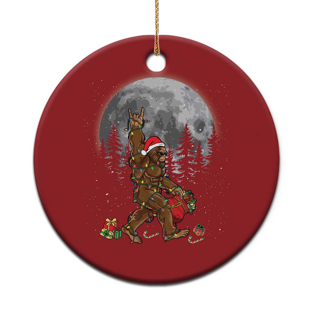 Bigfoot Christmas Tree Lights Christmas Ornament Believe Bigfoot Santa Hat Sasquatch Loves Rock On - Wonder Print Shop