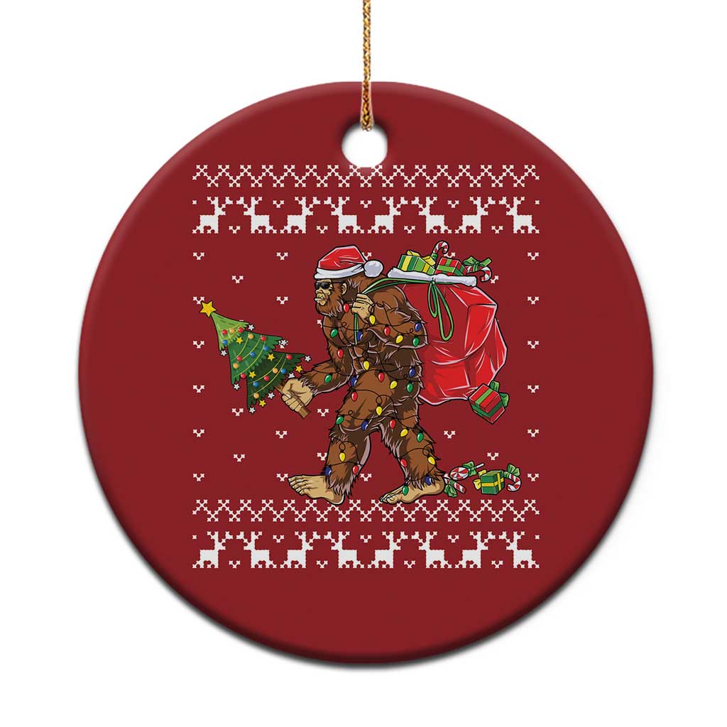 Funny Bigfoot Christmas Christmas Ornament Believe Bigfoot Santa Hat Sasquatch Loves Rock On - Wonder Print Shop