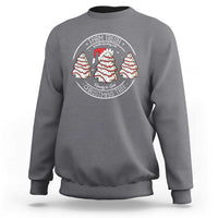 Charcoal heather crewneck sweatshirt with circular Christmas tree graphic on chest.
