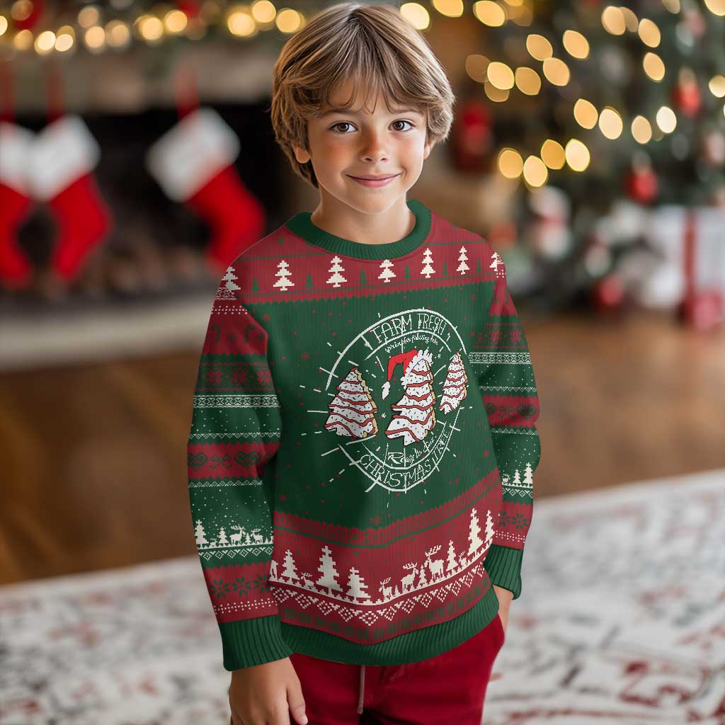 Farm Fresh Christmas Tree Knitted Sweatshirt Tree Cake Holiday Baking Crew - Wonder Print Shop