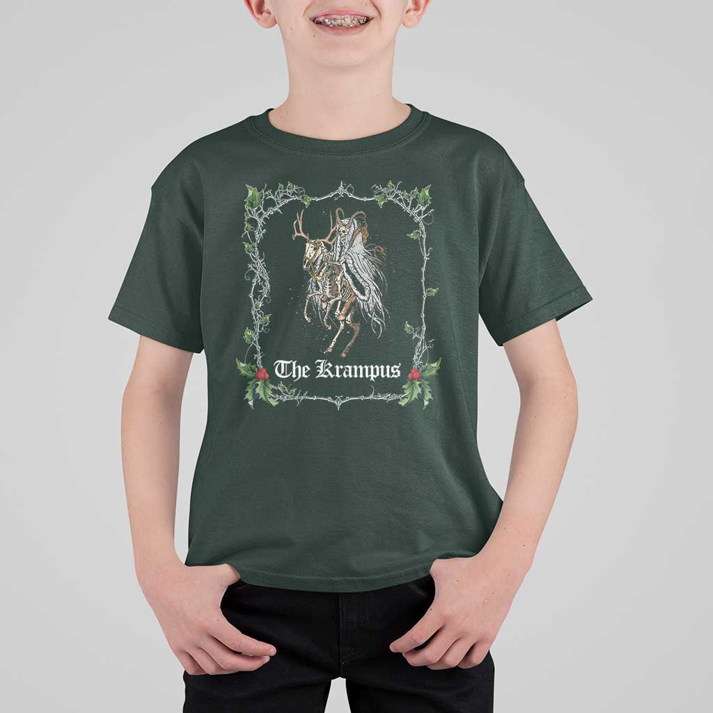 Christmas Krampus T Shirt For Kid Goth Xmas Krampus Reindeer Skull Ugly Sweater Evil Pajama - Wonder Print Shop