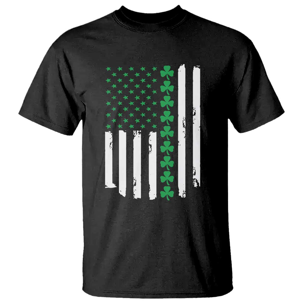 Vintage St. Patricks Day American Flag Shamrocks T Shirt