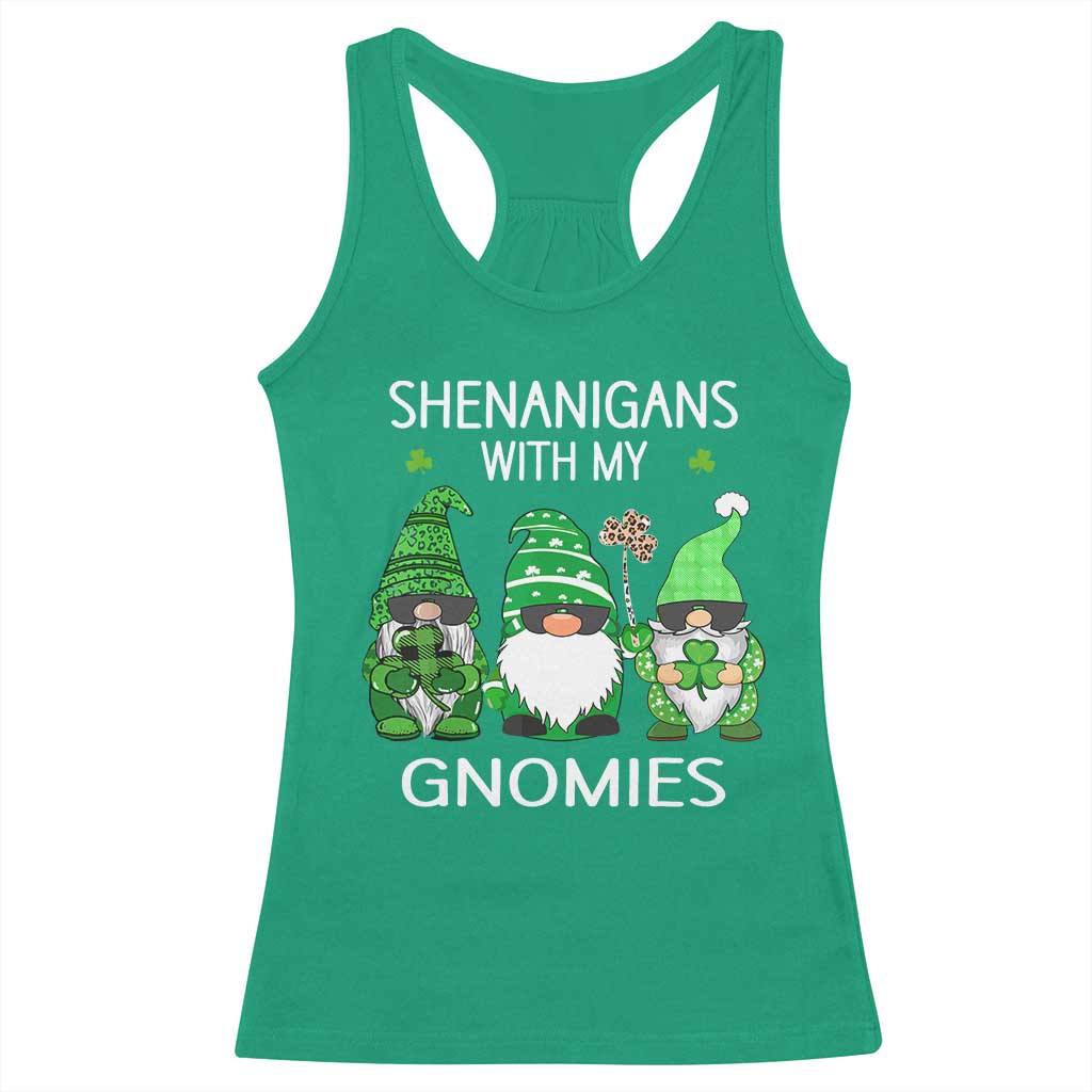 Lucky St Patricks Day Gnomes Racerback Tank Top Shamrock Leopard Gnome Irish