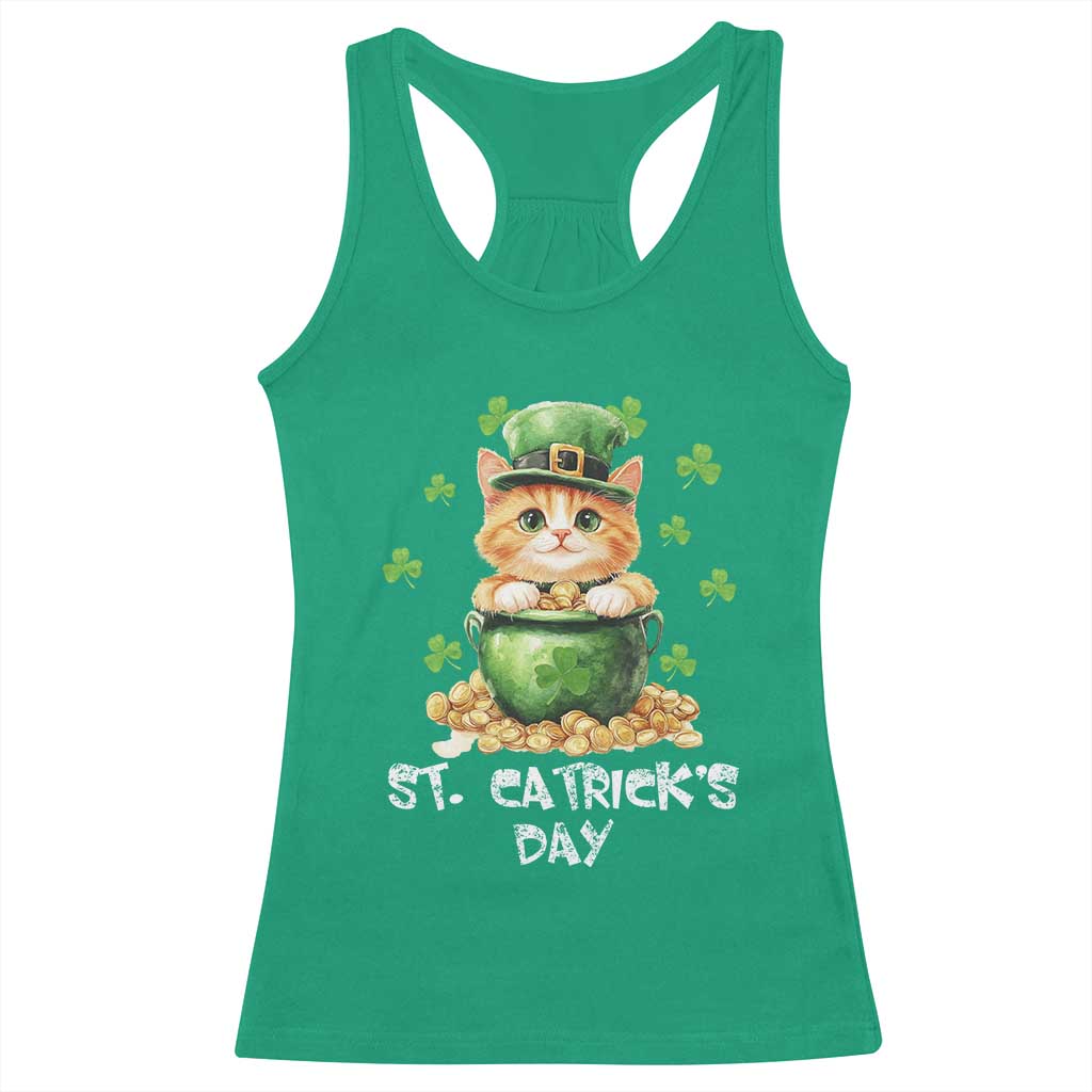 St. Patrick's Day Irish Cat Racerback Tank Top Kitty Saint Pattys Lucky Shamrocks