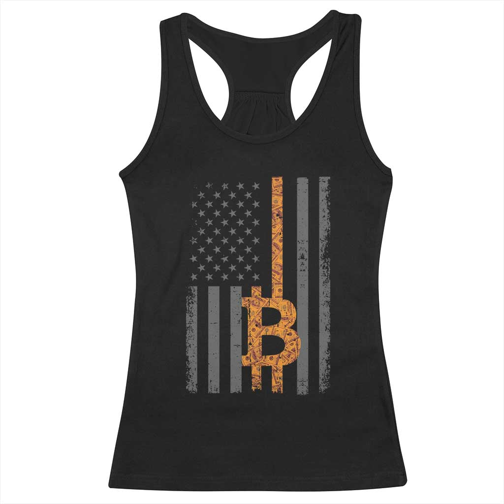 BTC Bitcoin American Flag Racerback Tank Top Crypto Buy the Dip