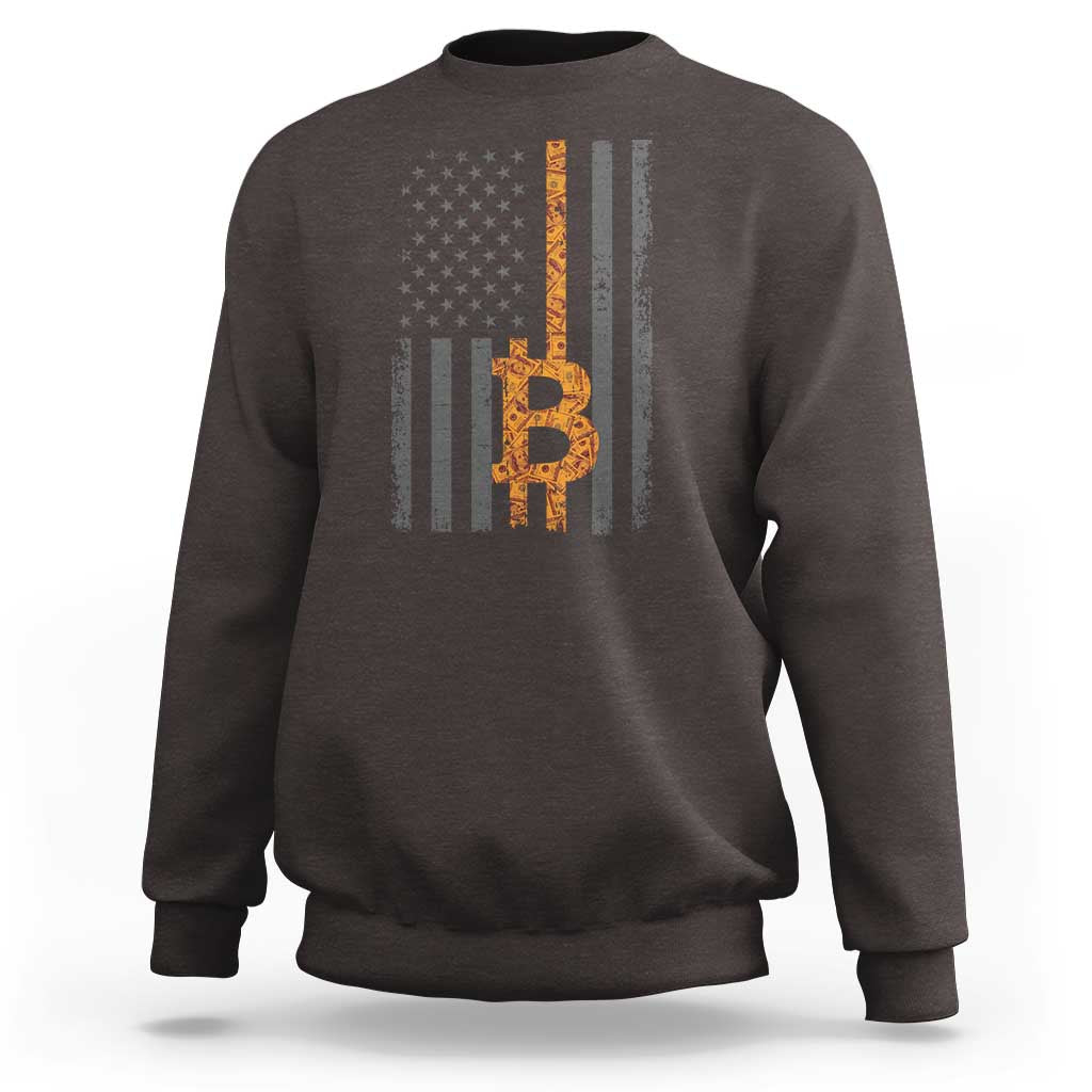 BTC Bitcoin American Flag Sweatshirt Crypto Buy the Dip