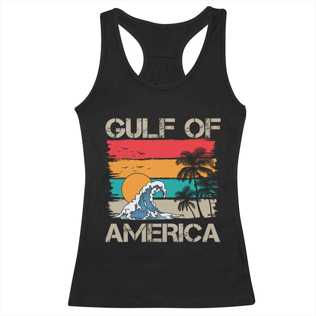 Gulf Of America Racerback Tank Top Funny Beach Summer Vacation Retro Vintage