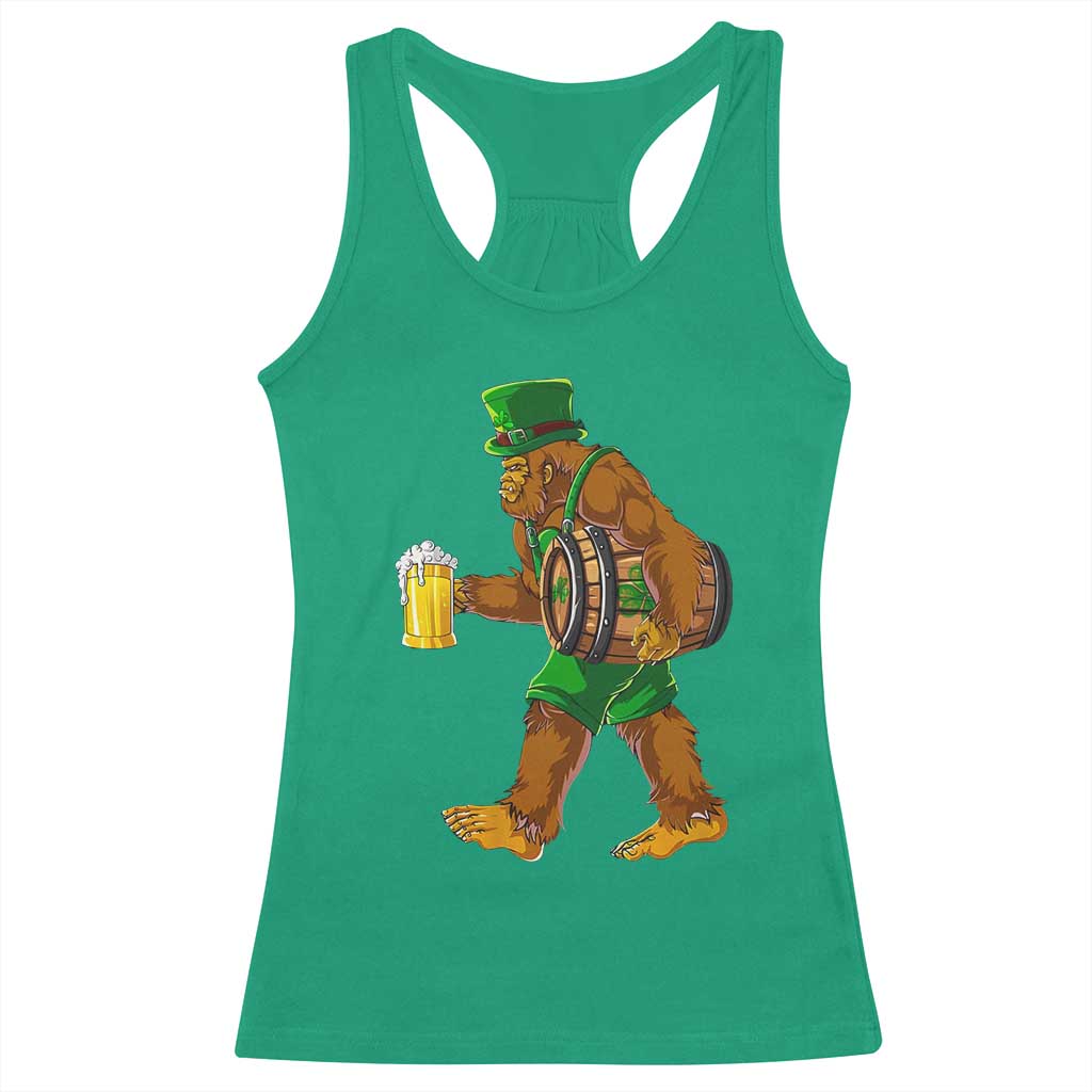 St Patricks Day Bigfoot Racerback Tank Top Sasquatch Beer Funny Party Shamrock