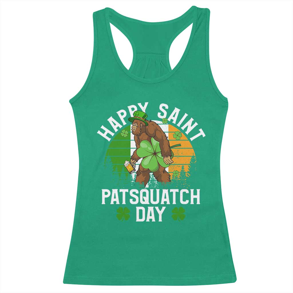 St Patricks Day Bigfoot Racerback Tank Top Irish Shamrock Sasquatch Beer Lovers