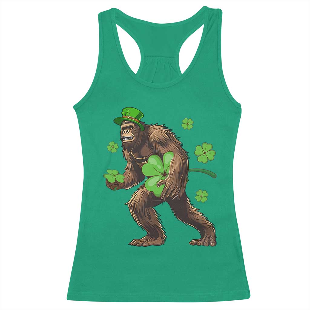 St Patricks Day Bigfoot Racerback Tank Top Funny Sasquatch Shamrock