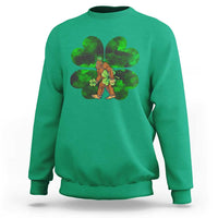 Irish green crewneck sweatshirt with green shamrock Bigfoot graphic on front