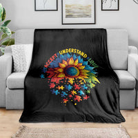 Autism Acceptance Sunflower Puzzle Throw Blanket Accept Understand Love ASD