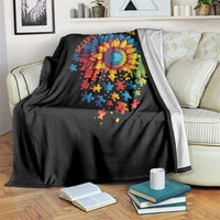 Autism Acceptance Sunflower Puzzle Throw Blanket Accept Understand Love ASD