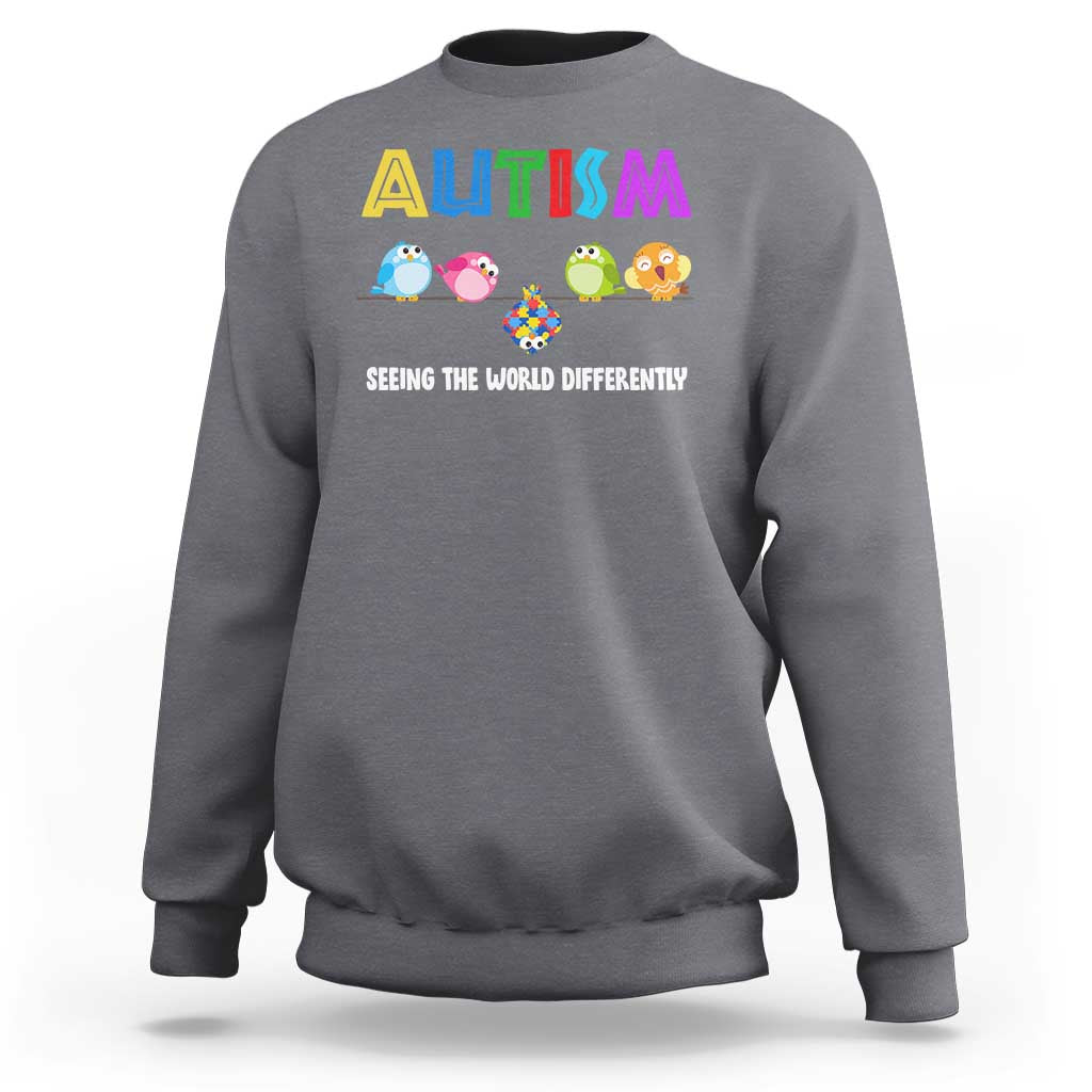 Autism Awareness Sweatshirt Seeing the World Differently ASD Cute Puzzle Pieces Owl