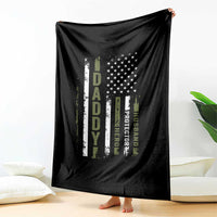 Daddy Husband Protector Hero Throw Blanket Fathers Day Vintage American Flag