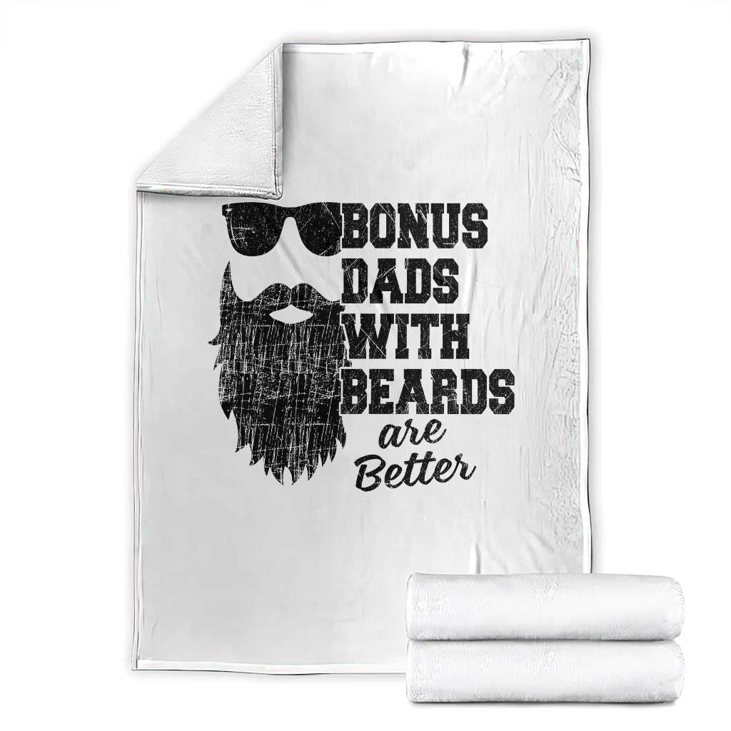 Bonus Dads With Beards Are Better Throw Blanket Retro Step Dad Fathers Day