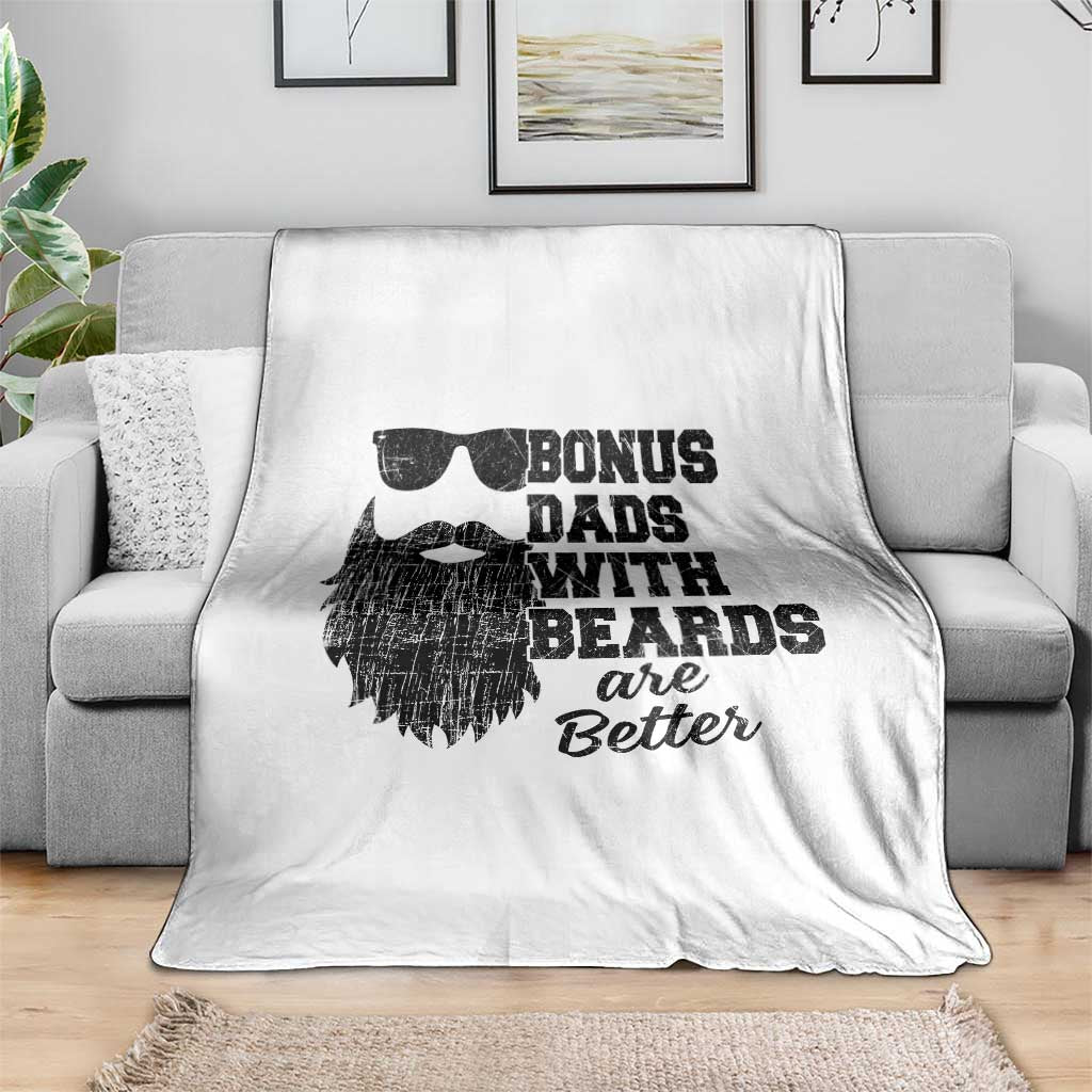 Bonus Dads With Beards Are Better Throw Blanket Retro Step Dad Fathers Day