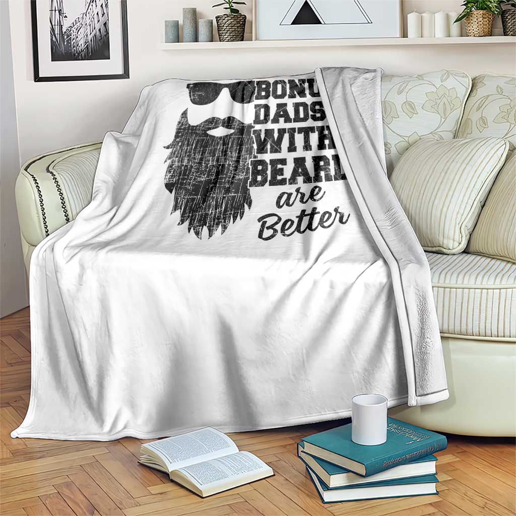 Bonus Dads With Beards Are Better Throw Blanket Retro Step Dad Fathers Day