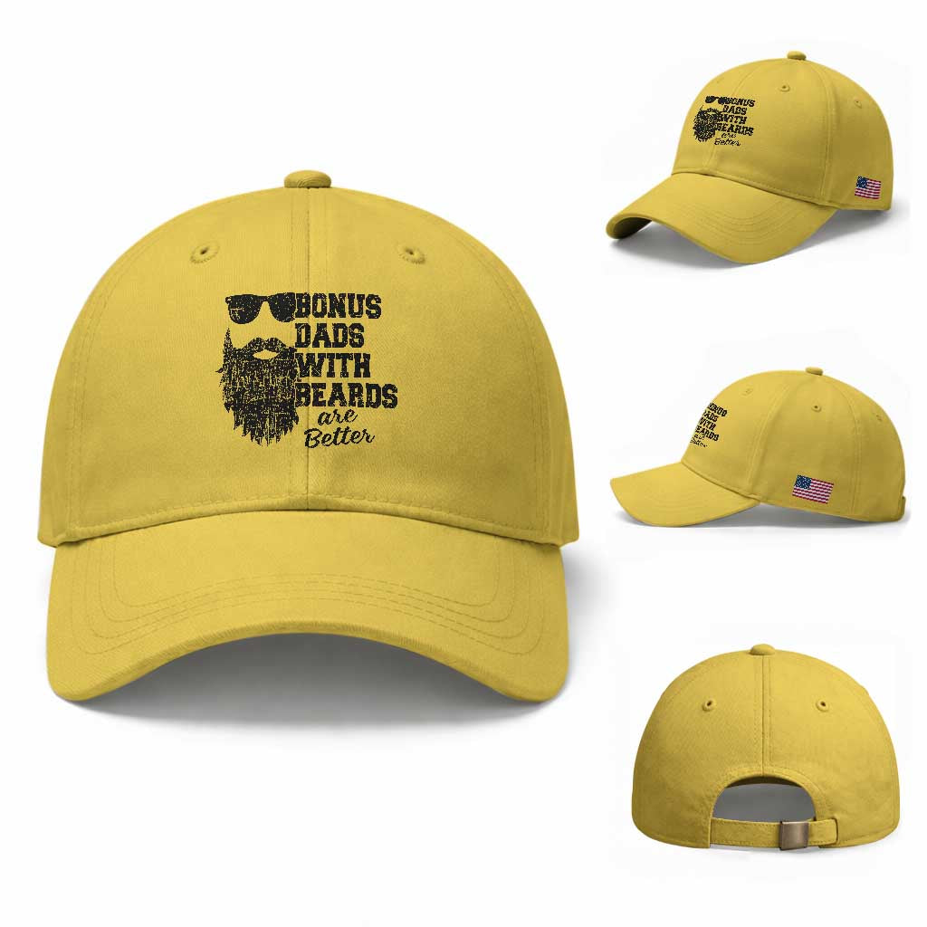 Bonus Dads With Beards Are Better Baseball Cap Retro Step Dad Fathers Day