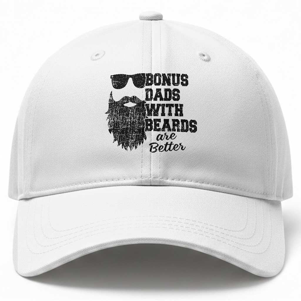 Bonus Dads With Beards Are Better Baseball Cap Retro Step Dad Fathers Day