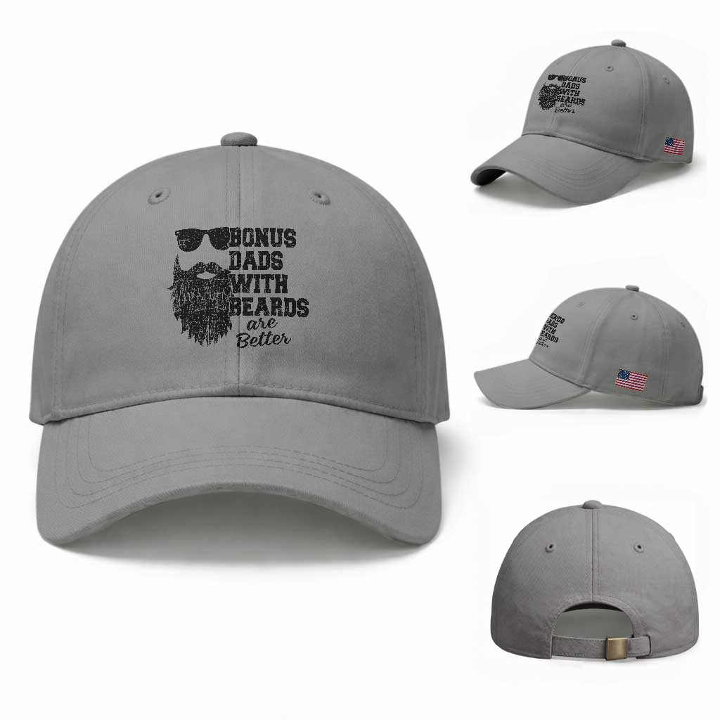 Bonus Dads With Beards Are Better Baseball Cap Retro Step Dad Fathers Day