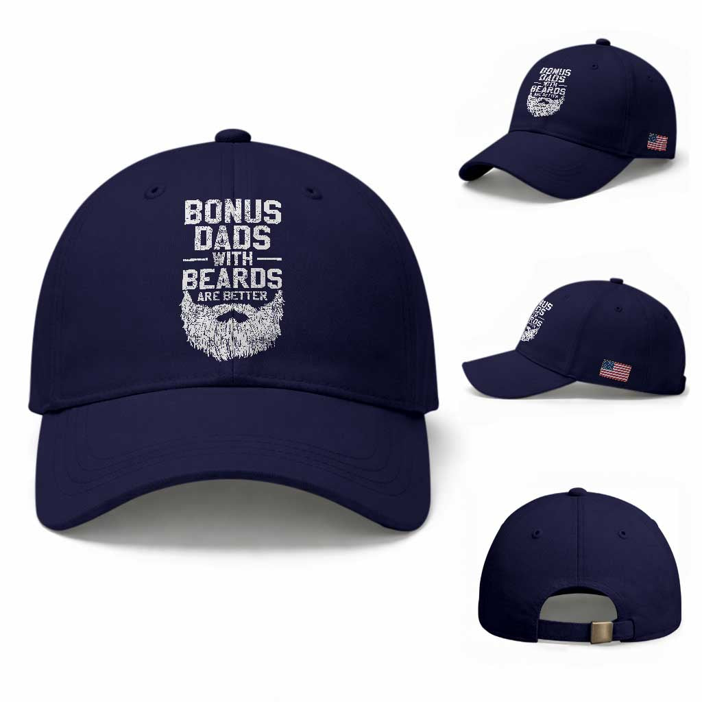 Bonus Dads With Beards Are Better Baseball Cap Funny Stepdad Stepfather Fathers Day