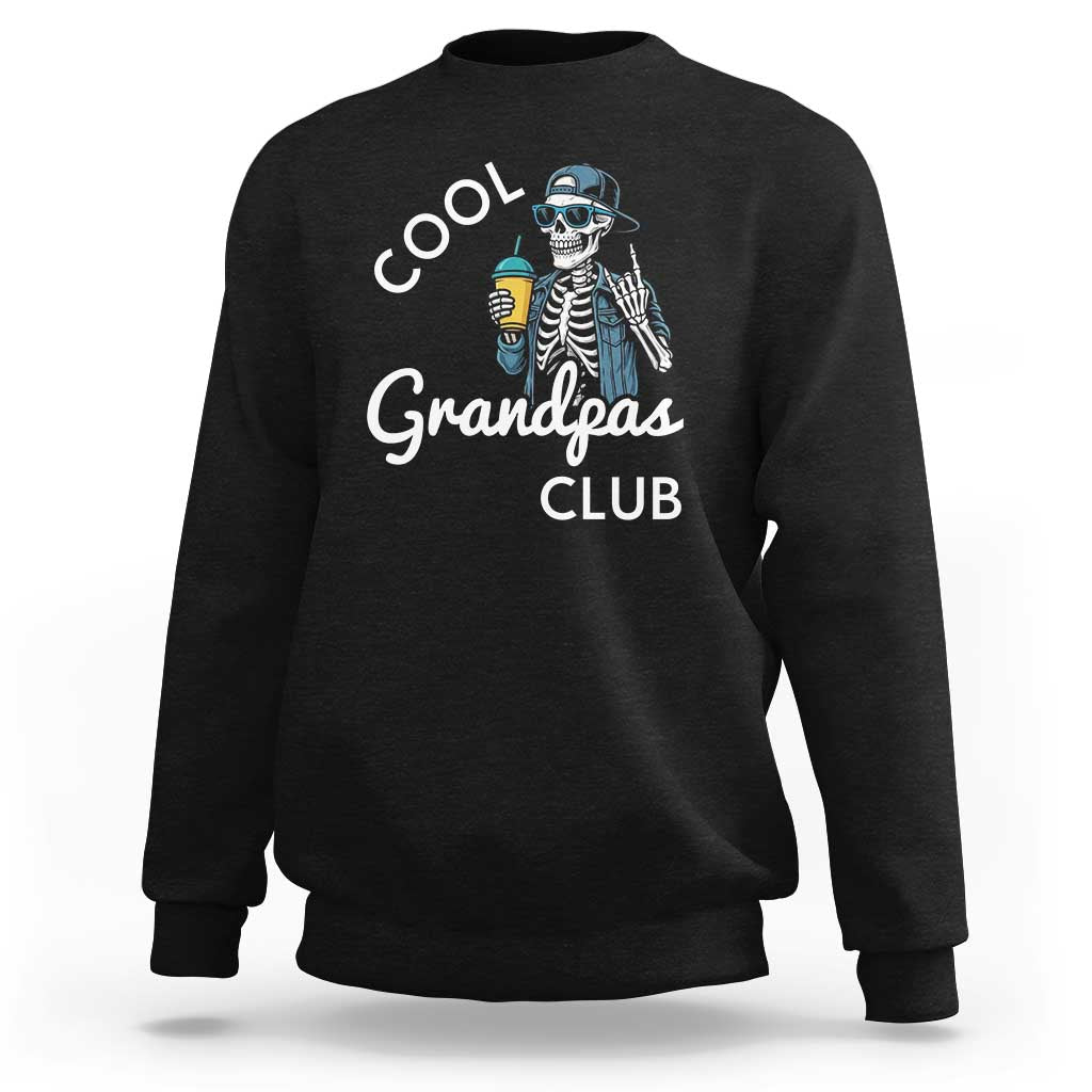 Cool Grandpas Club Sweatshirt Fathers Day Best Grandpa Skeleton