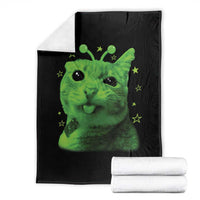 Funny Alien Cat Meme Retro Y2K Vintage Space Kitty Throw Blanket