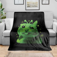 Funny Alien Cat Meme Retro Y2K Vintage Space Kitty Throw Blanket